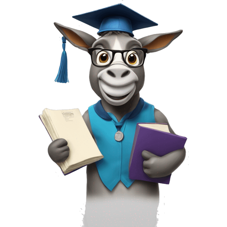 academic donkey with glasses and diploma, high iq, big brain emoji