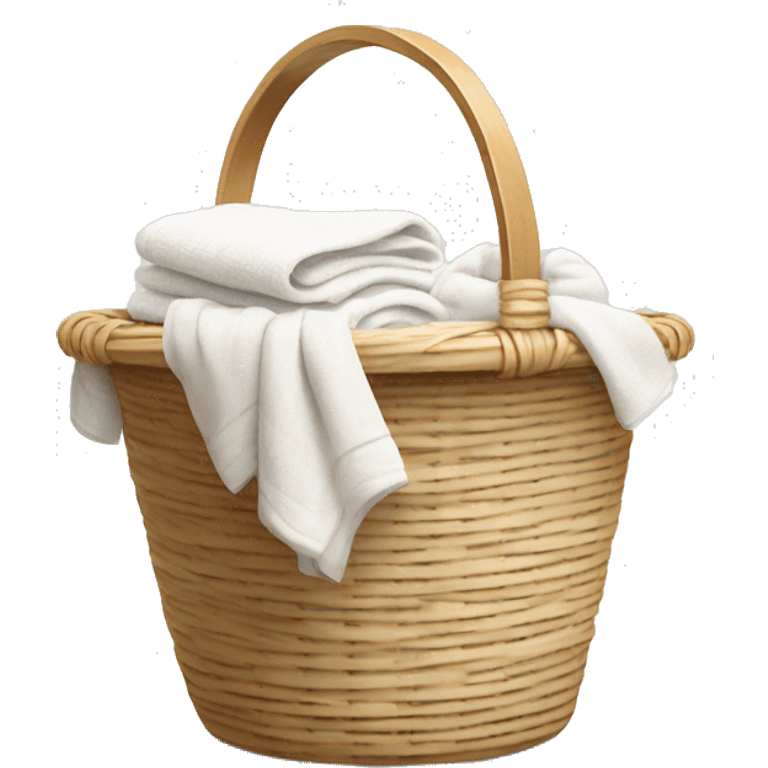 Light beige laundry raffia basket with white clothes emoji