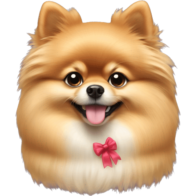 Pomeranian dog with bow on emoji