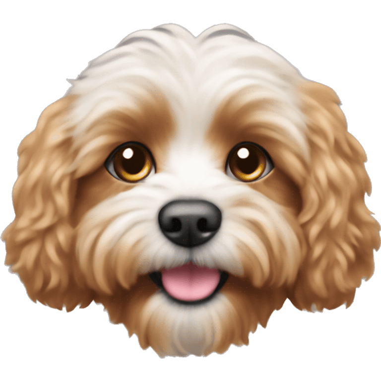 fluffy cavapoo with focus emoji