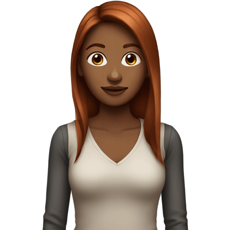 Straight Reddish-brown hair on woman emoji