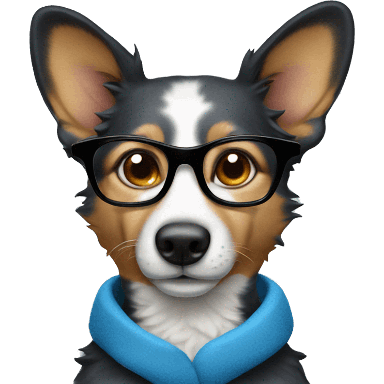 Blue healer with glasses emoji