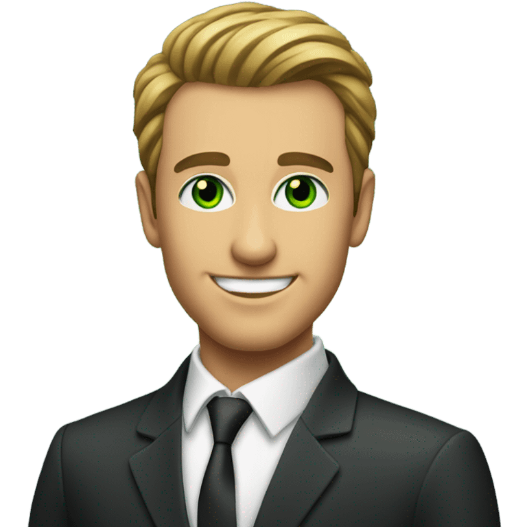 Happy green eyed handsome man in suit  emoji