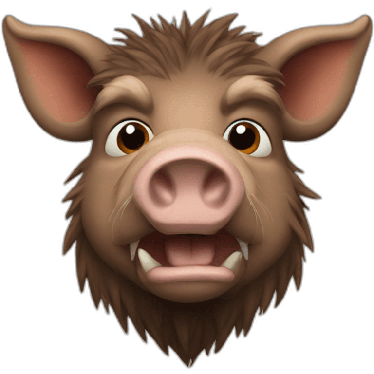 furries brown boar with tusks emoji