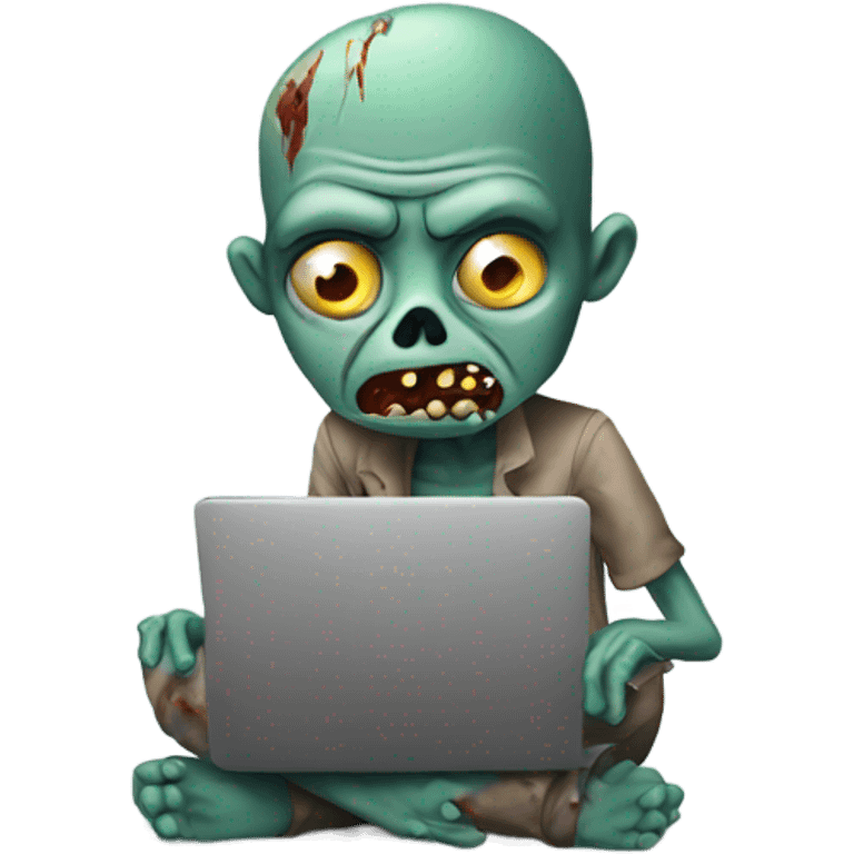 Zombie sitting with laptop emoji