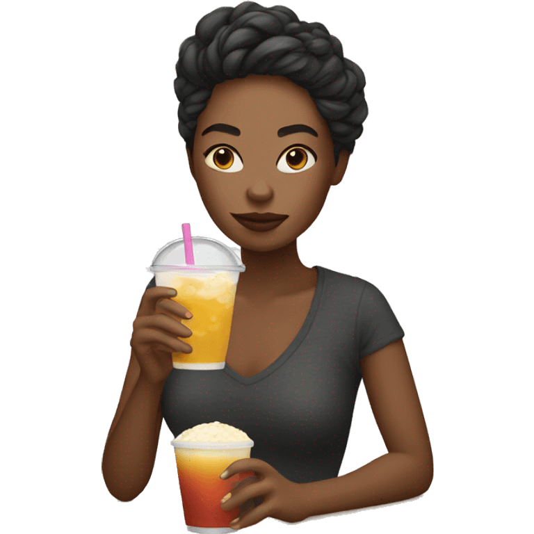 Cool woman drinking boba. emoji