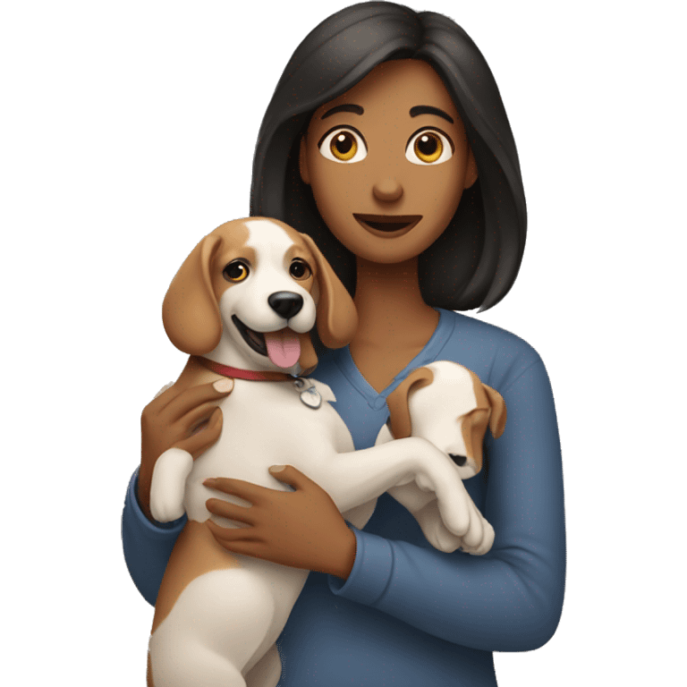 woman holding dog emoji