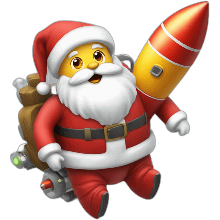 santa claus on the rocket emoji