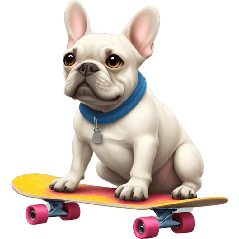 A French bulldog on a skateboard emoji