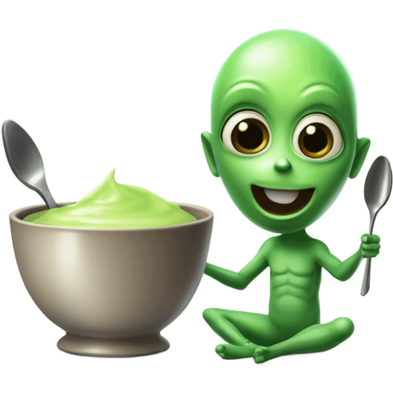 Alien eating pudding emoji