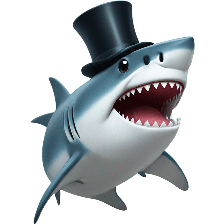 Shark with a top hat emoji