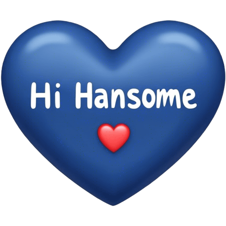 Dark blue heart with the words Hi handsome in the middle  emoji