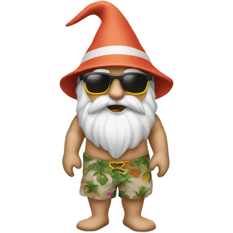 beach gnome with beard, bikini, and sunglasses emoji