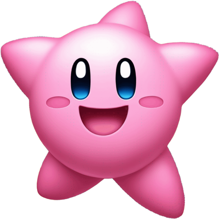 cute happy classic Kirby jumping on a star emoji