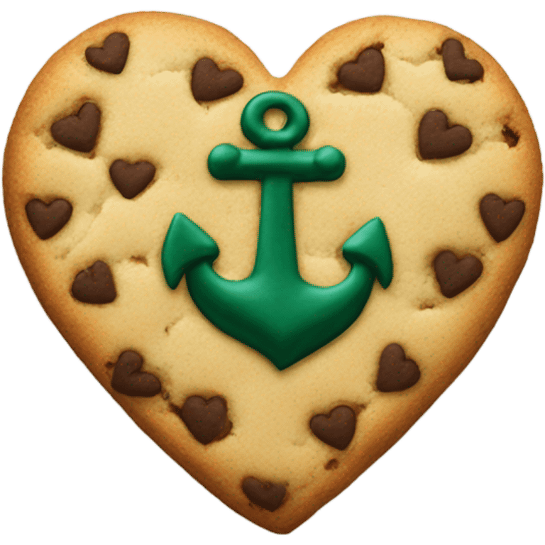 cookie heart with dark green anchor emoji