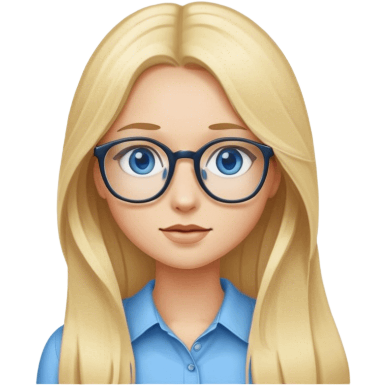 BLONDE GIRL WITH LONG HAIR, VERY PRETTY, blue eyes with glasses  emoji