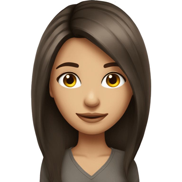 Beautiful brunette long layered hair cut girl pretty posed  emoji