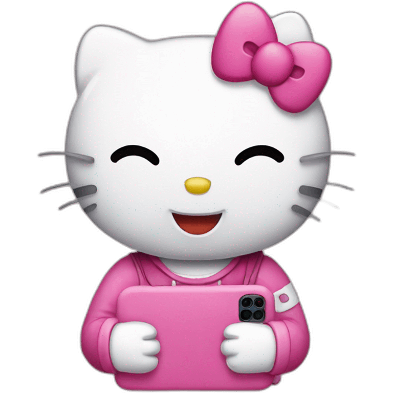 Hello kitty with an iphone emoji