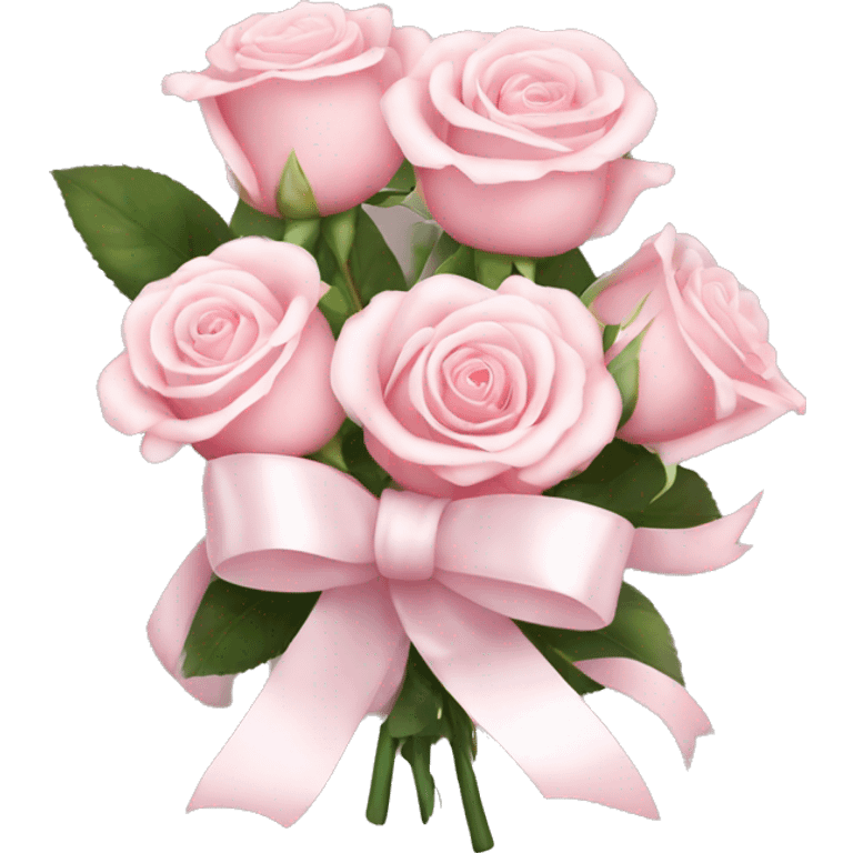 Bundle: A small bundle of light pink roses with soft petals, tied together with a simple white ribbon bow emoji