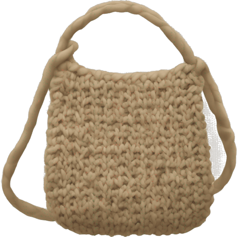 Beige knitted sling bag emoji