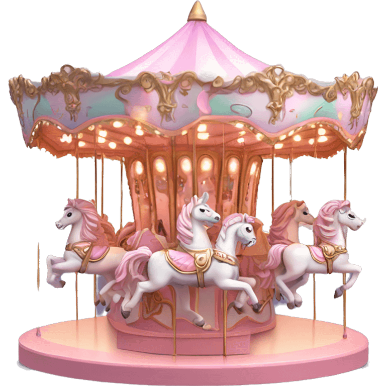 Pastel Pink Carousel "A pastel pink carousel with glowing horses, glittering poles, and a soft, dreamy light illuminating the entire structure." emoji