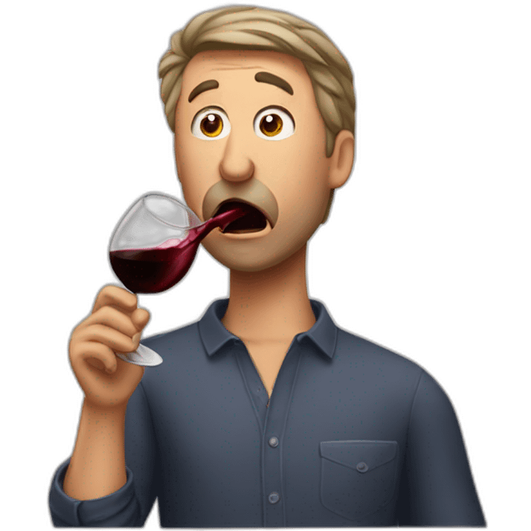 A man spitting out bad red wine emoji