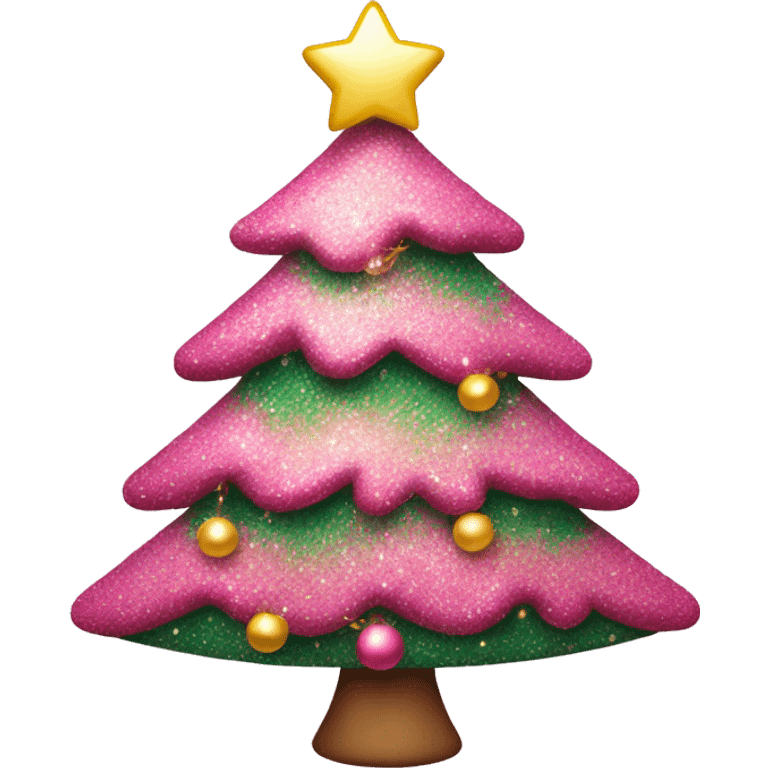 Pink sparkly Christmas tree emoji