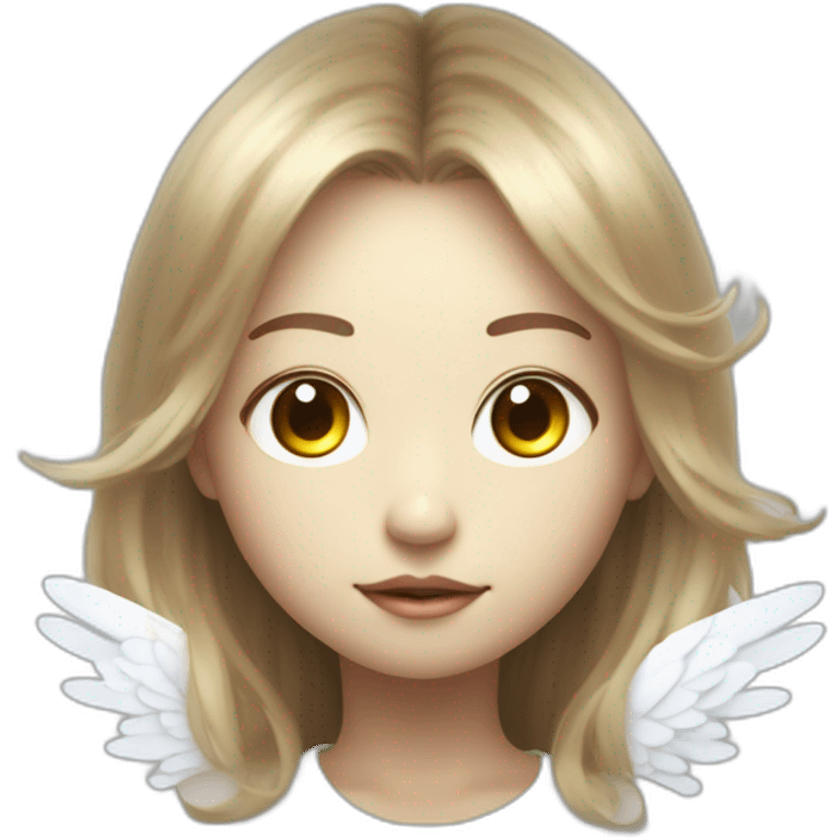 angel glowing eyes, light color palette, ultra-realistic, minimalistic, Takashi Murakami style emoji