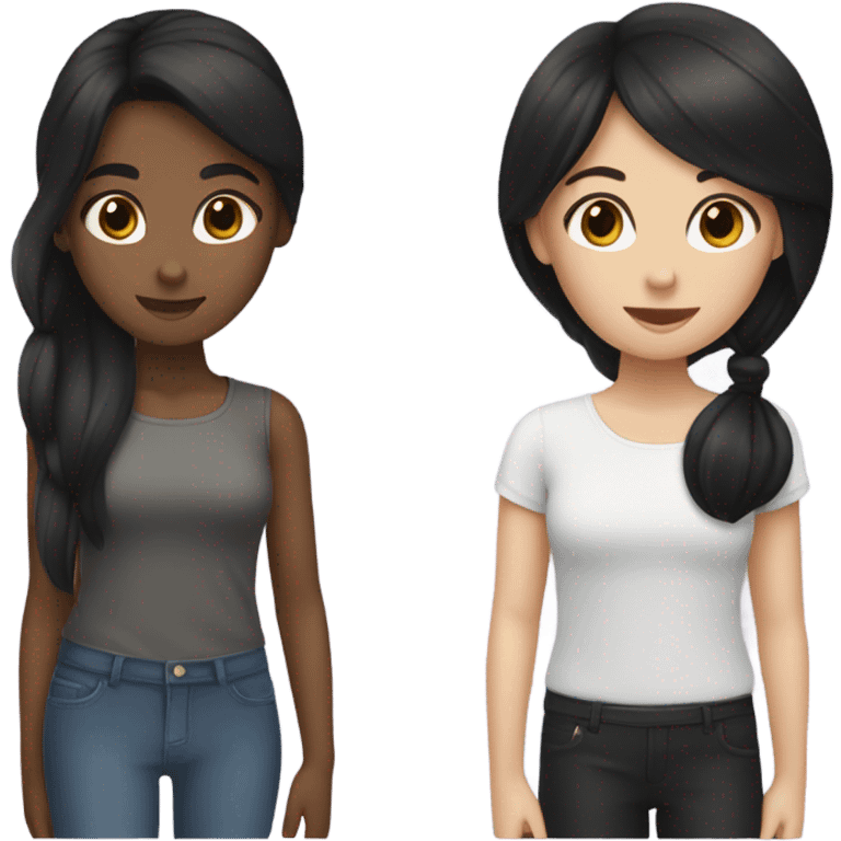 1 brunette girl and 1 black hair girl emoji