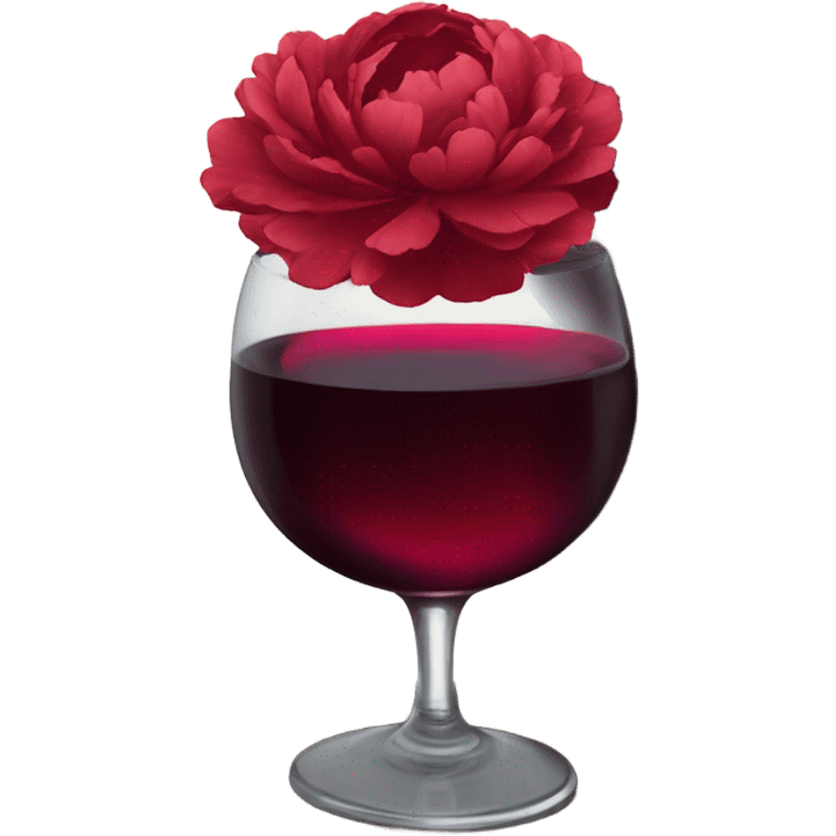 A crimson stack of books with deep red peonies and a glass of red wine emoji