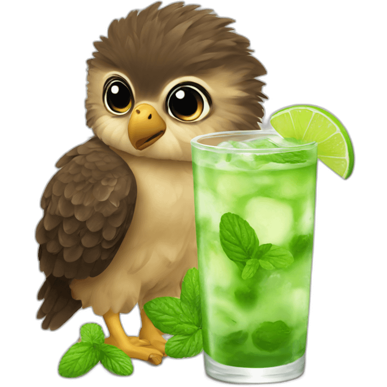 baby hawk drinks mojito emoji