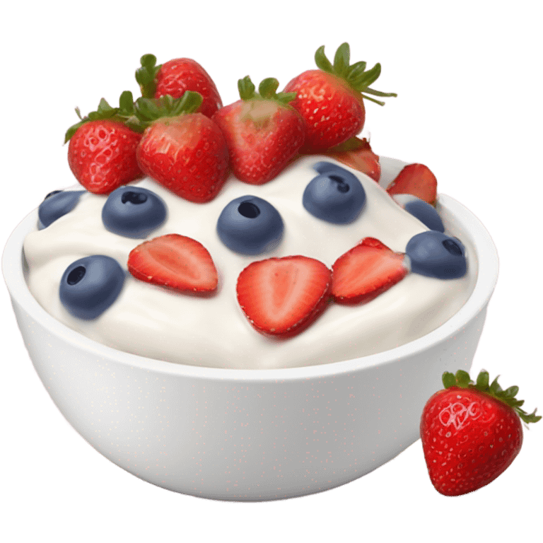 Yogurt bowl with strawberries emoji