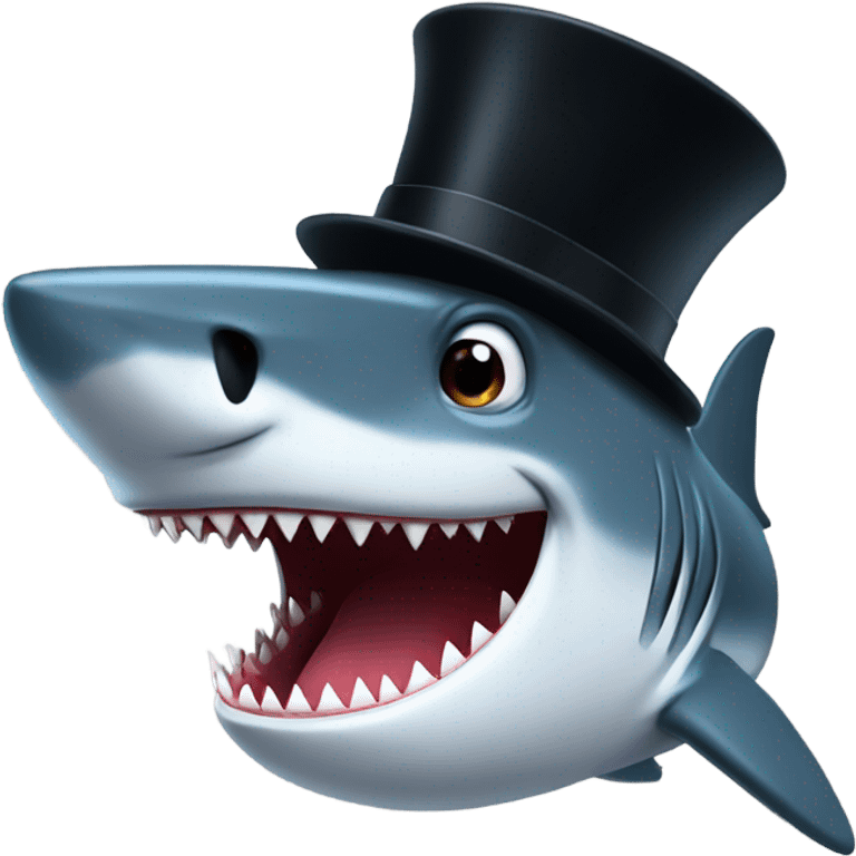 Shark with a top hat emoji