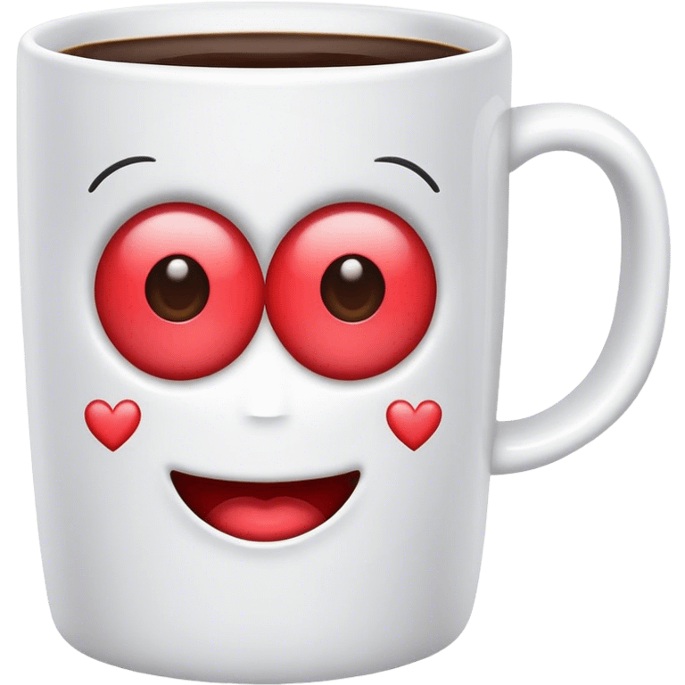 Coffee mug with heart eyes emoji