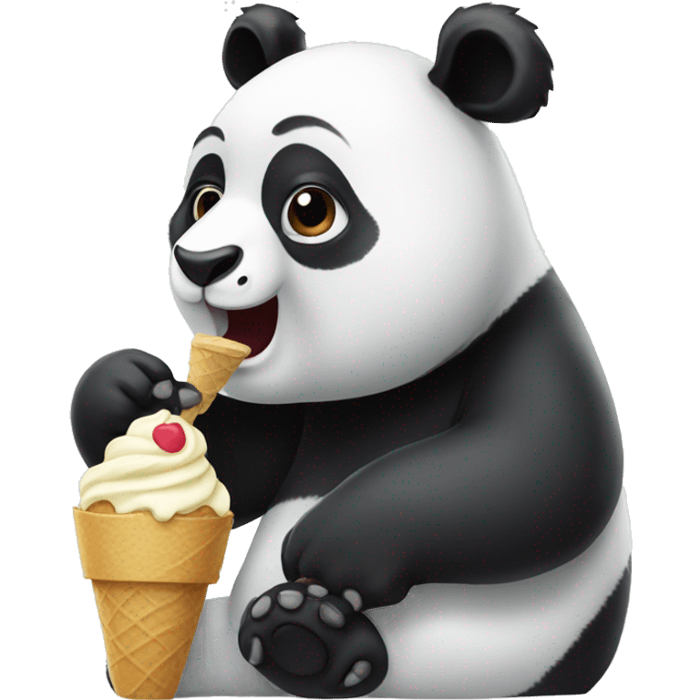 Panda eating ice cream emoji