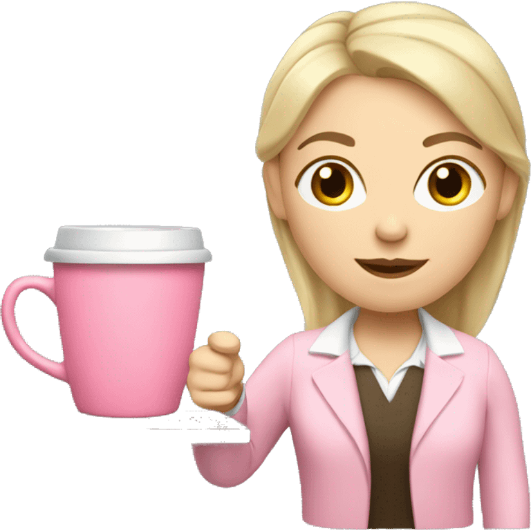 Russian Pink Teacher  with coffee cup emoji