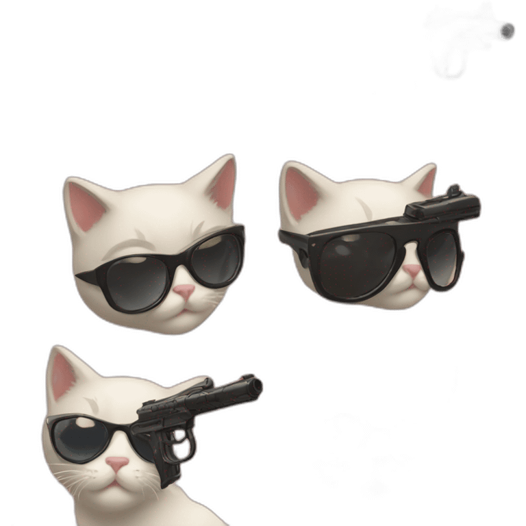 kitten sunglasses and gun emoji