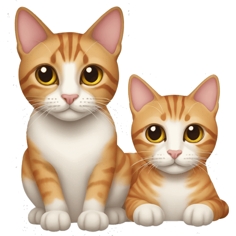 two cats, one tabby siamese and one ginger tabby emoji