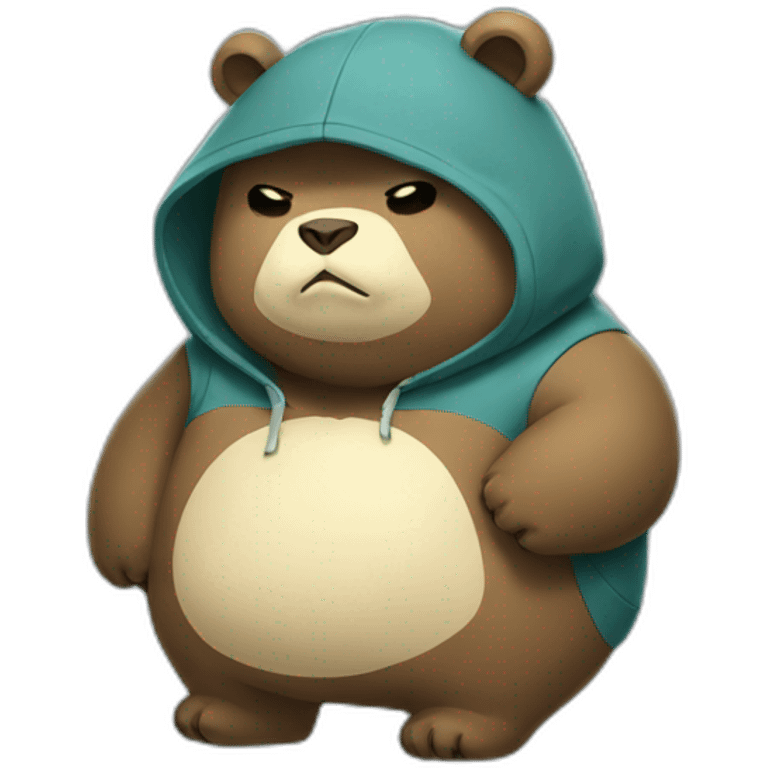 bear wearing a snorlax hoodie emoji