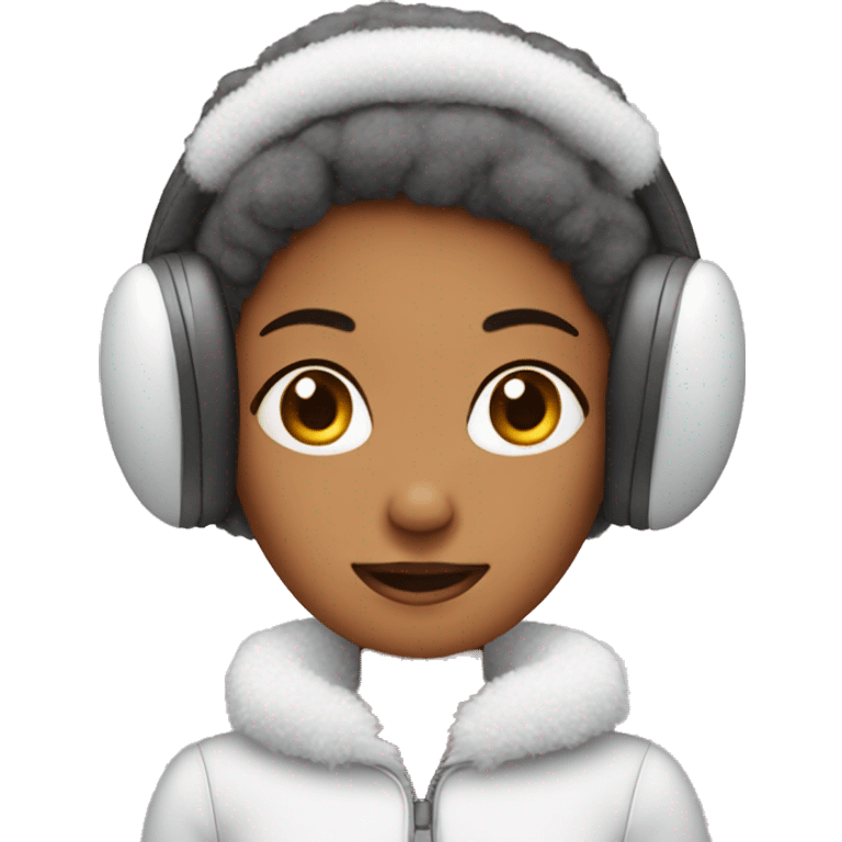 Girl wearing fuzzy ear muffs  emoji