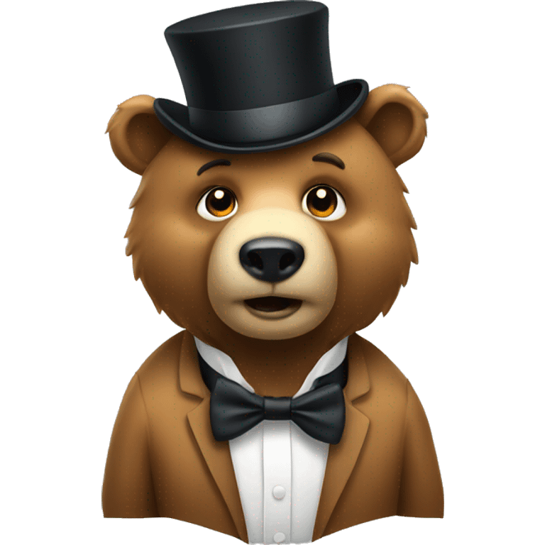 Bear with bowtie and tophat emoji