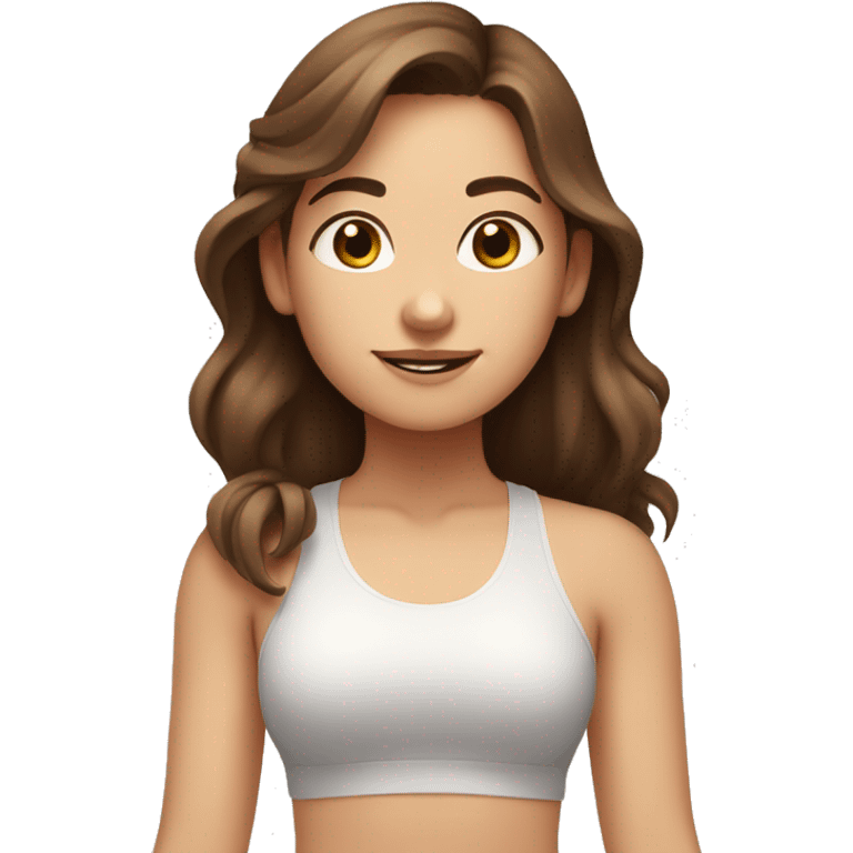 Brown hair and eyes fair complexion girl doing yoga emoji