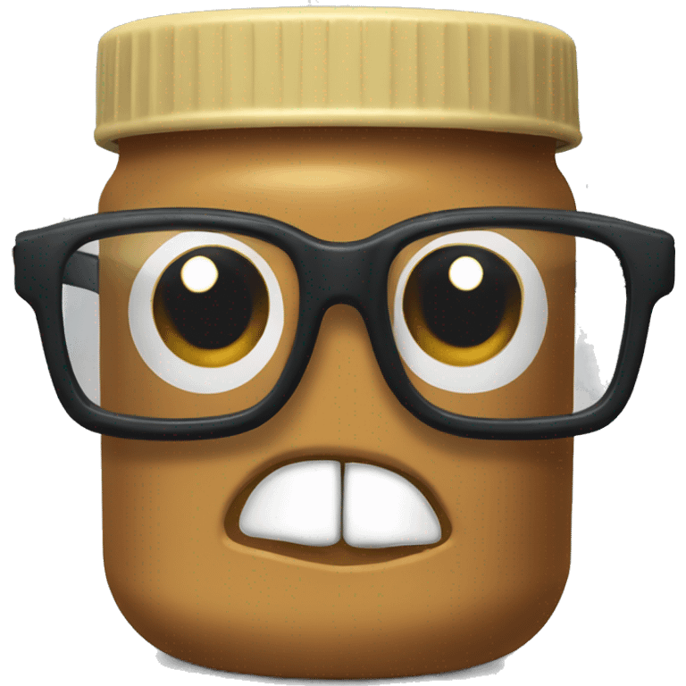 Peanutbutter jar with eyeglasses funny face emoji