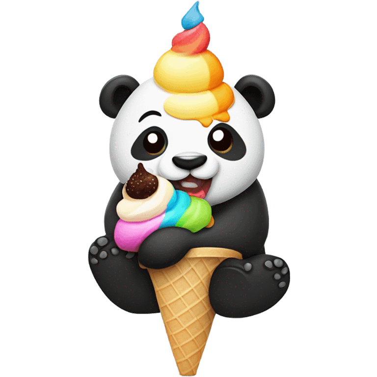 Panda eating ice cream emoji