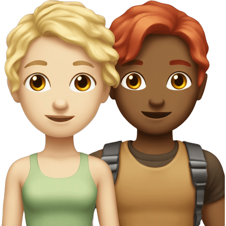 Blonde and red haired best friends emoji