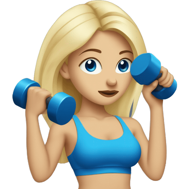 girl working out blue eye blonde hair lifting weights emoji