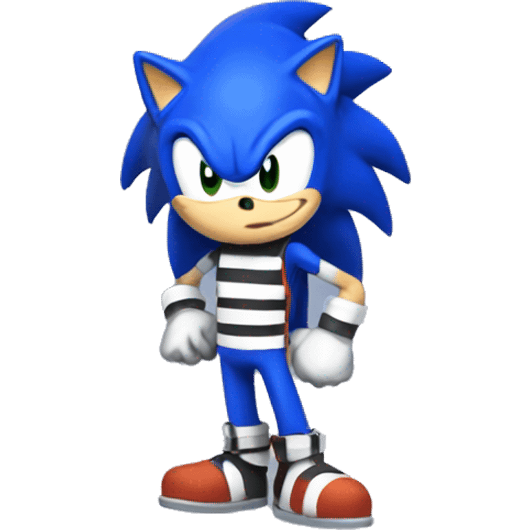 sonic wearing a prisoner outfit emoji