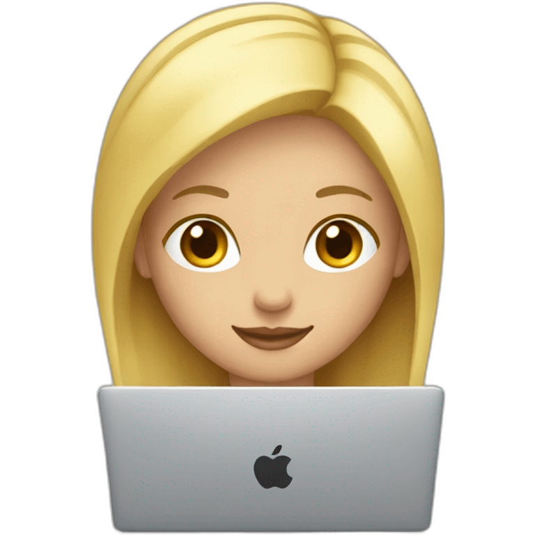 Blond girl with Mac book emoji