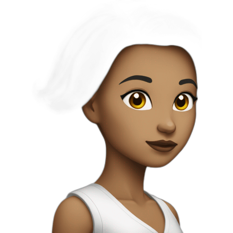 anissa la bdh blanche avec les cheveux noir lisse et long emoji