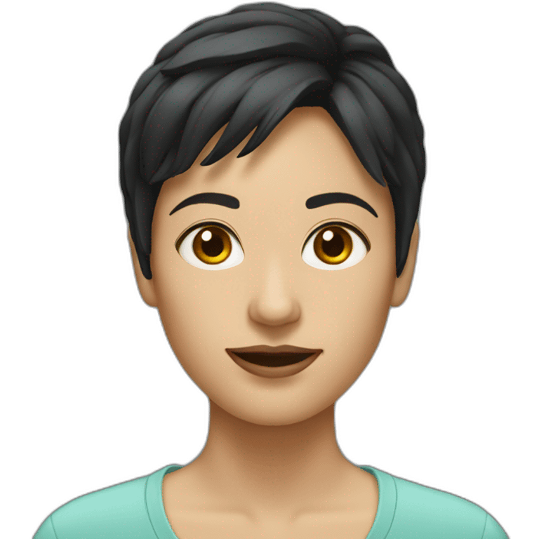 computer woman short dark hair emoji